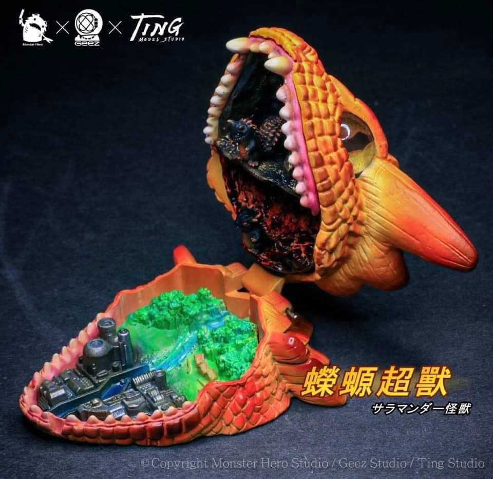 蠑螈超獸迷你場景收藏品作品